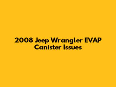 2008 Jeep Wrangler EVAP Canister Issues