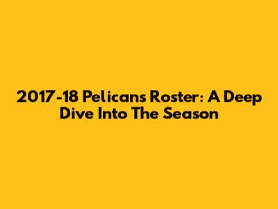 2017-18 Pelicans Roster: A Deep Dive Into The Season