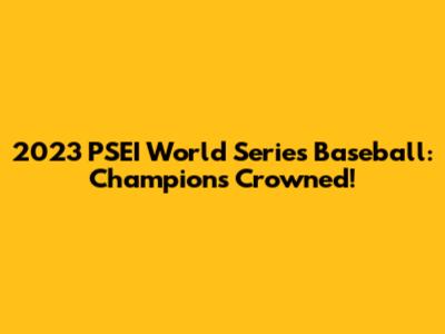 2023 PSEI World Series Baseball: Champions Crowned!
