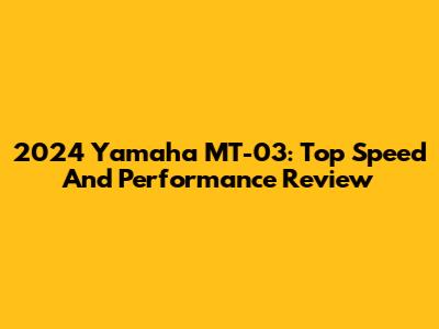 2024 Yamaha MT-03: Top Speed And Performance Review