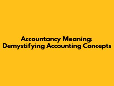 Accountancy Meaning: Demystifying Accounting Concepts