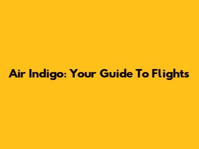 Air Indigo: Your Guide To Flights