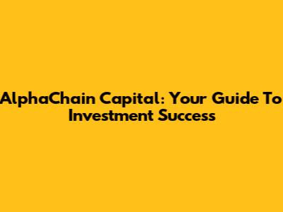AlphaChain Capital: Your Guide To Investment Success