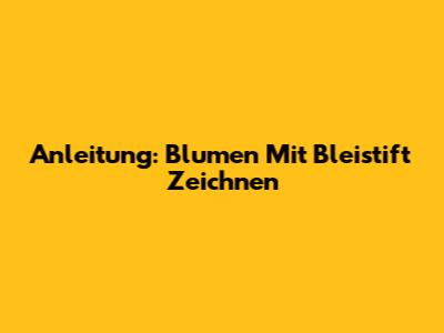 Anleitung: Blumen Mit Bleistift Zeichnen