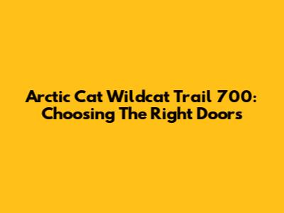 Arctic Cat Wildcat Trail 700: Choosing The Right Doors