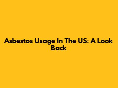 Asbestos Usage In The US: A Look Back