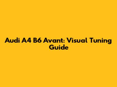 Audi A4 B6 Avant: Visual Tuning Guide
