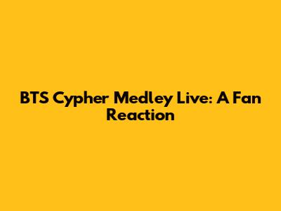 BTS Cypher Medley Live: A Fan Reaction
