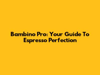 Bambino Pro: Your Guide To Espresso Perfection