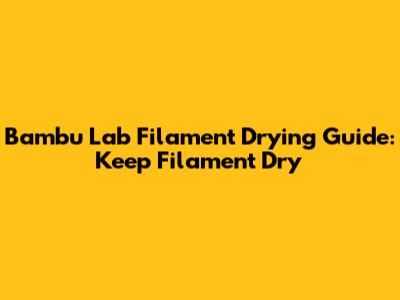 Bambu Lab Filament Drying Guide: Keep Filament Dry
