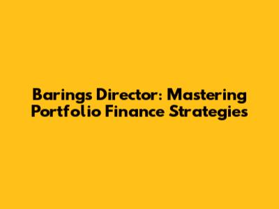 Barings Director: Mastering Portfolio Finance Strategies