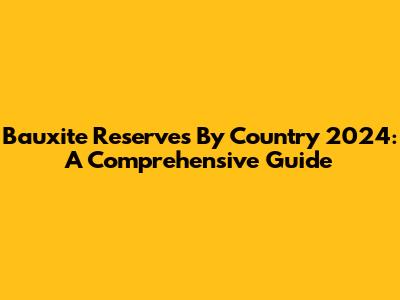 Bauxite Reserves By Country 2024: A Comprehensive Guide