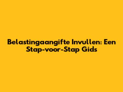 Belastingaangifte Invullen: Een Stap-voor-Stap Gids