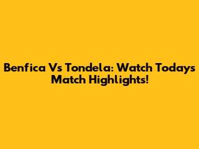 Benfica Vs Tondela: Watch Today's Match Highlights!