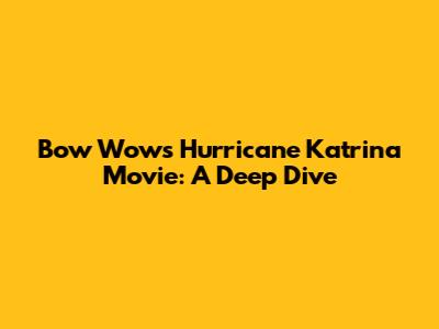 Bow Wow's Hurricane Katrina Movie: A Deep Dive