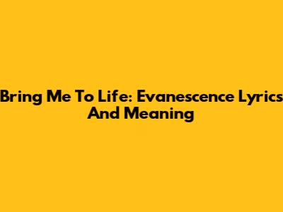 Bring Me To Life: Evanescence Lyrics And Meaning
