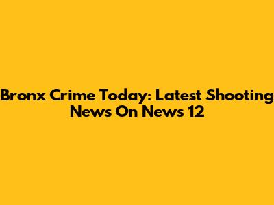 Bronx Crime Today: Latest Shooting News On News 12