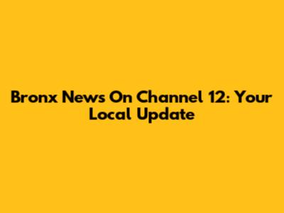 Bronx News On Channel 12: Your Local Update