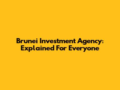 Brunei Investment Agency: Explained For Everyone