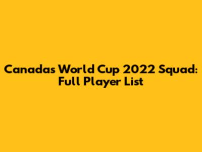 Canada's World Cup 2022 Squad: Full Player List