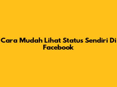Cara Mudah Lihat Status Sendiri Di Facebook