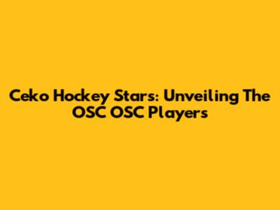 Ceko Hockey Stars: Unveiling The OSC OSC Players