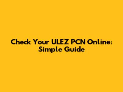 Check Your ULEZ PCN Online: Simple Guide