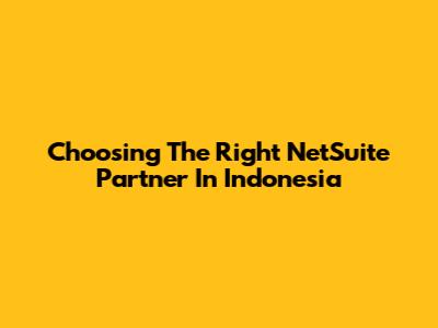 Choosing The Right NetSuite Partner In Indonesia