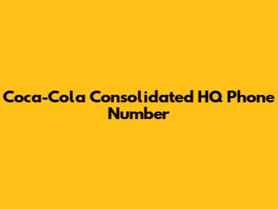 Coca-Cola Consolidated HQ Phone Number