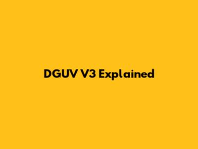 DGUV V3 Explained