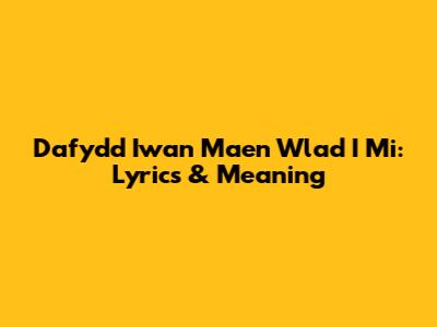 Dafydd Iwan Mae'n Wlad I Mi: Lyrics & Meaning