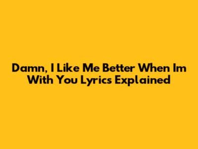 Damn, I Like Me Better When I'm With You Lyrics Explained