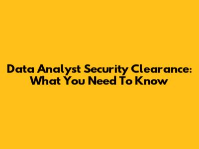 Data Analyst Security Clearance: What You Need To Know