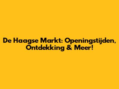 De Haagse Markt: Openingstijden, Ontdekking & Meer!