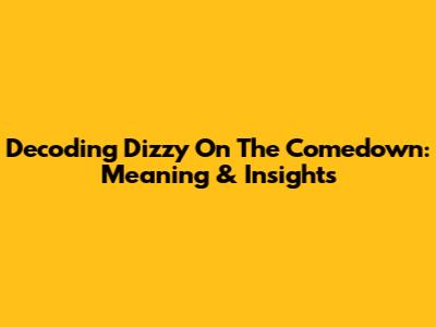 Decoding 'Dizzy On The Comedown': Meaning & Insights