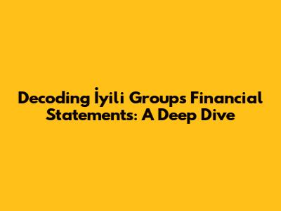 Decoding İyili Group's Financial Statements: A Deep Dive