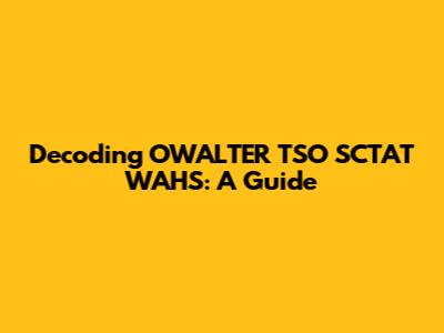 Decoding OWALTER TSO SCTAT WAHS: A Guide