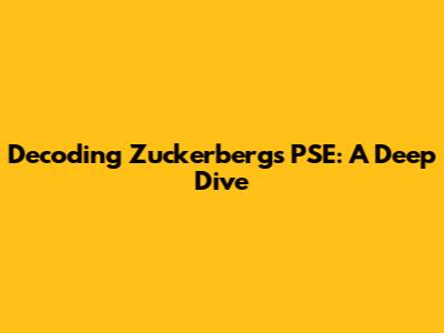 Decoding Zuckerberg's PSE: A Deep Dive