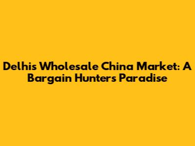 Delhi's Wholesale China Market: A Bargain Hunter's Paradise