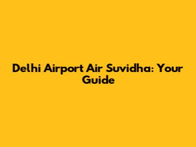 Delhi Airport Air Suvidha: Your Guide