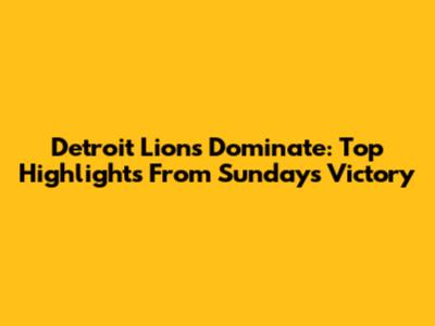 Detroit Lions Dominate: Top Highlights From Sunday's Victory