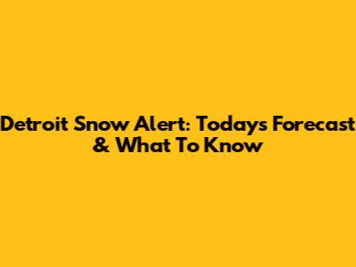 Detroit Snow Alert: Today's Forecast & What To Know