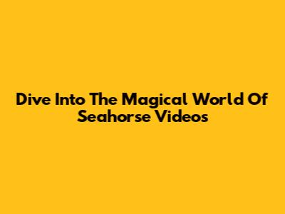 Dive Into The Magical World Of Seahorse Videos