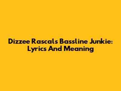 Dizzee Rascal's Bassline Junkie: Lyrics And Meaning
