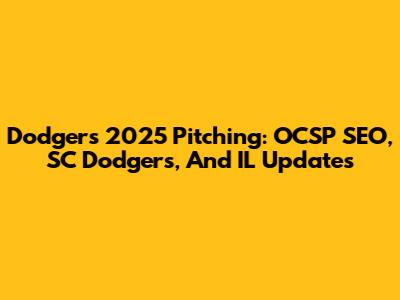 Dodgers' 2025 Pitching: OCSP SEO, SC Dodgers, And IL Updates
