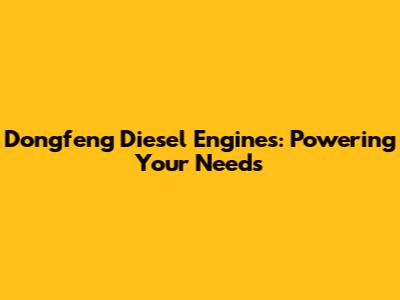 Dongfeng Diesel Engines: Powering Your Needs