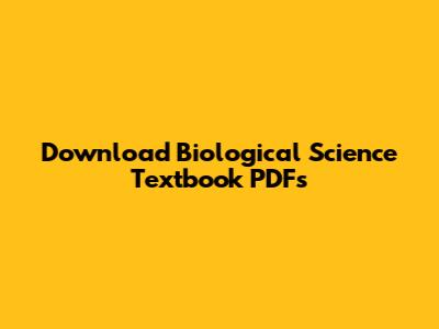 Download Biological Science Textbook PDFs