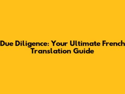 Due Diligence: Your Ultimate French Translation Guide