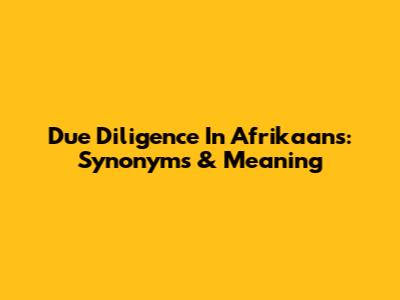 Due Diligence In Afrikaans: Synonyms & Meaning