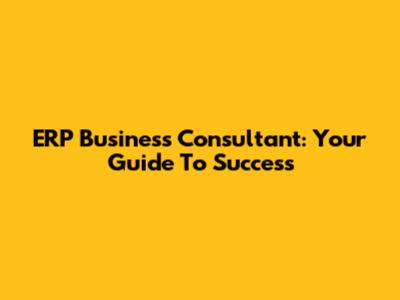 ERP Business Consultant: Your Guide To Success